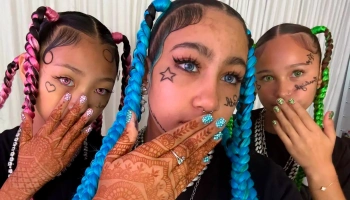 Дочь Ким Кардашьян показала временные татуировки и пирсинг