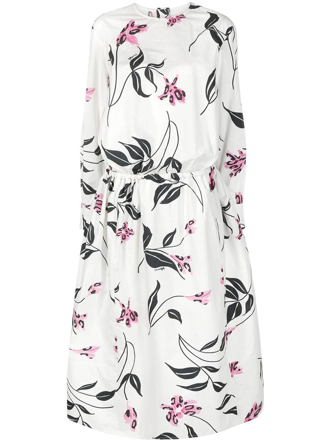 Marni платье со сборками и цветочным принтом