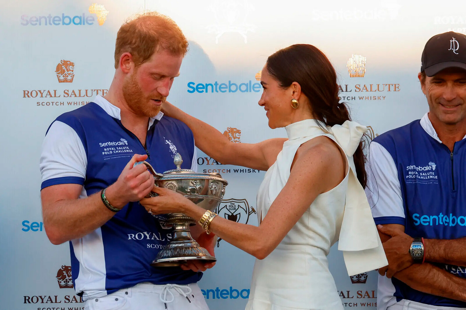 Принц Гарри и Меган Маркл на турнире Royal Salute Polo Challenge в пользу Сентебейла в Веллингтоне, Флорида, 12 апреля 2024 года