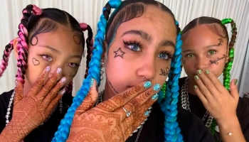 Дочь Ким Кардашьян показала временные татуировки и пирсинг